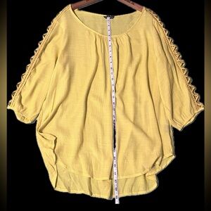 SOLD-UniqueSpectrum Yellow Women's Top- 3/4 Sleeve